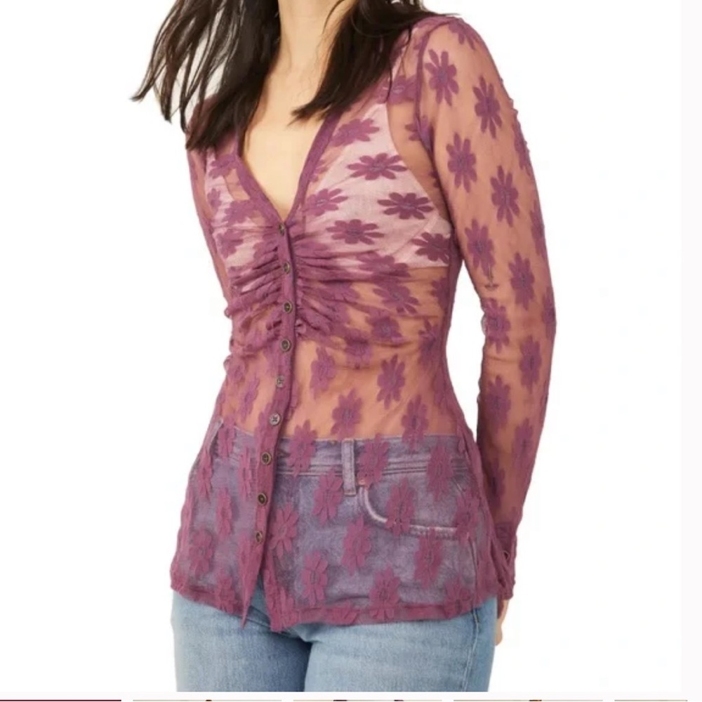 Free People Flower Fields Shirtee in Boysenberry